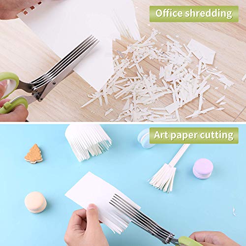 Herb Scissors with 5 Blades & Cleaning Kit (Green and White)
