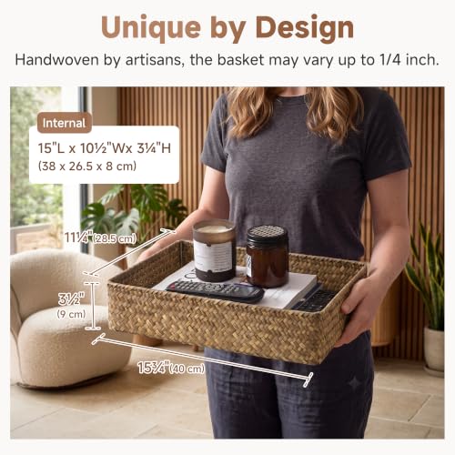 Large Bathroom Baskets (Brown(seagrass) / 15 ¾"L x 11 ¼"W x 3 ½"H)