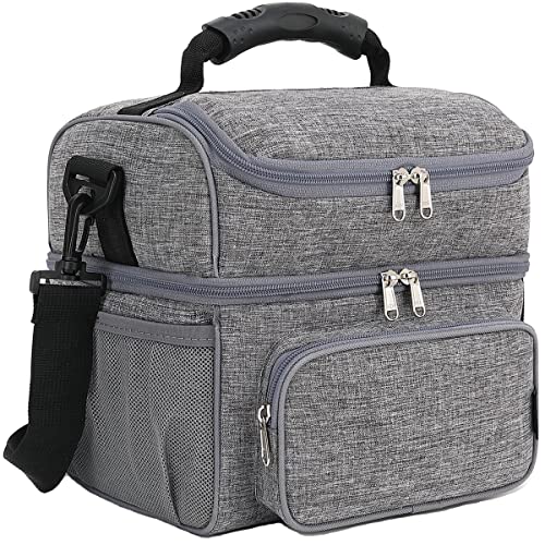 Double Layer Cooler Insulated Lunch Bag Adult Lunch Box Large Tote Bag for Men (2 Count)