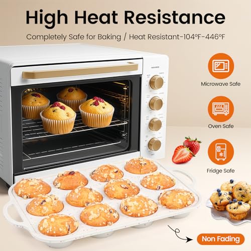 Silicone Muffin Pans for Baking 1 Pack (Standard: 12 Cups)