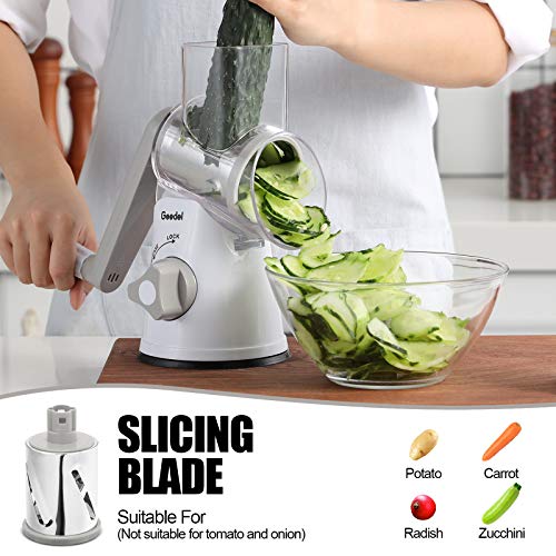 Rotary Cheese Grater Hand Crank (White / 3 Blades)