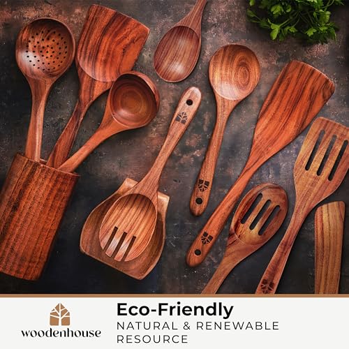 Wooden Spoons for Cooking (12 Pcs Extended)