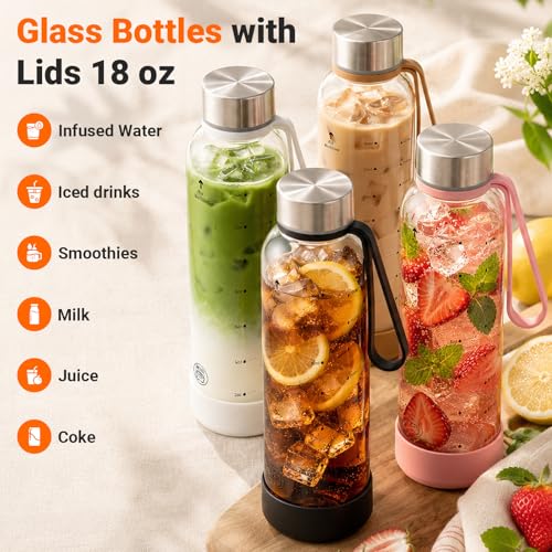 18 oz Glass Water Bottles (Clear-06-6p/18oz / 18oz)