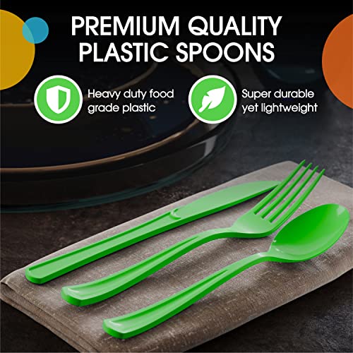 Lime Green Plastic Forks 200 Pcs Lime Green Forks Disposable Utensils Heavy Duty Plastic Cutlery Set Disposable Cutlery Sets Flatware Sets Silverware Set Party Supplies & Party Tableware (Lime Green / Forks)