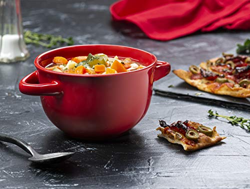 French Onion Soup Crocks with Lids & Handles (Red)