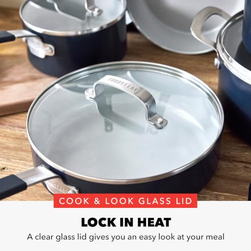 X Bobby Flay 16 Piece Ceramic Nonstick Cookware Set (16 Piece Cookware Set / Navy Blue)