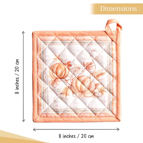Pot Holders 100% Cotton Potholders (099 - Giving Thanks / 8" x 8" (Pot Holder Pack of 2))