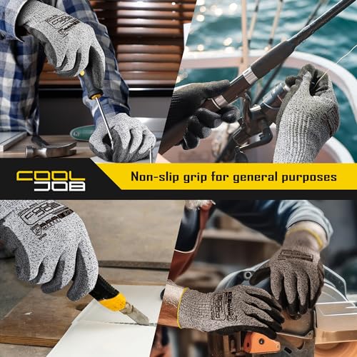 12 Pairs A4 PU Cut Resistant Safety Work Gloves with Grip (12 Count)
