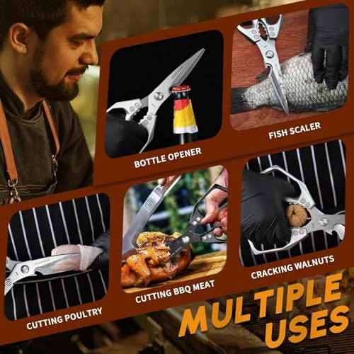 Kitchen Scissors for Food (Silver & Black)