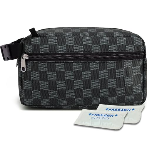 Freezable Snack Bag with Removable Ice Packs (with Ice Packs - Checkered Gray)