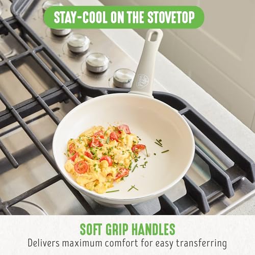 Soft Grip 8” Frypan Skillet and Spatula Breakfast Cookware Set (8" Frypan + Spatula / Cream)