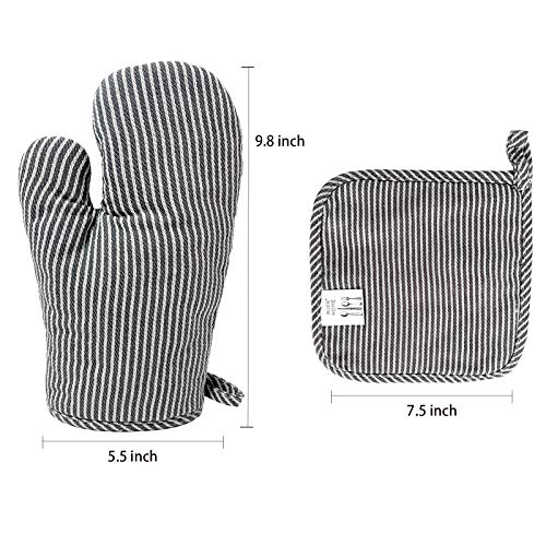 4Pcs Oven Mitts and Pot Holders (Gray)
