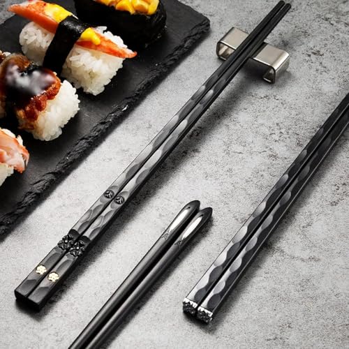 5 Pairs Food Grade PET+Glass Fiber Alloy Polymer Laser Engraving Japanese Metal Chopsticks