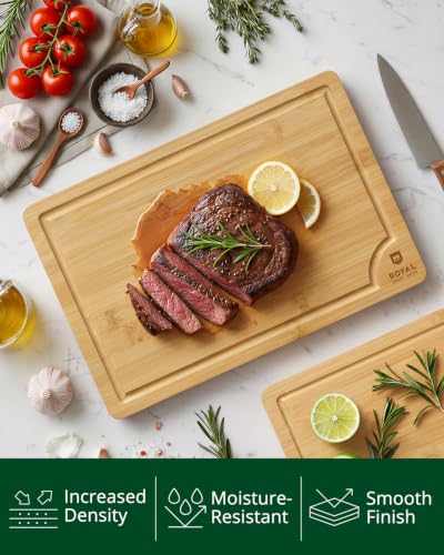 Wooden Cutting Boards for Kitchen Meal Prep & Serving (2-Piece / Natural)