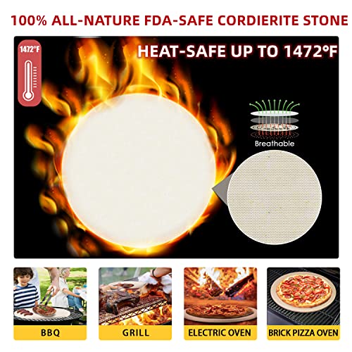 13 Pizza Stone for Oven and Grill with Pizza Peel (13 inch)