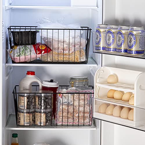 16inch Freezer Wire Storage Organizer Baskets (Black)