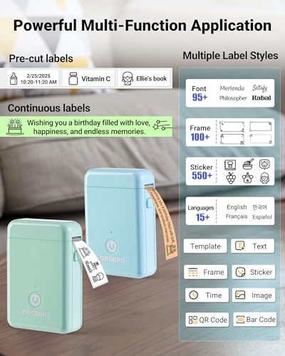 Label Maker Bluetooth Label Maker Machine with Tape (Blue)