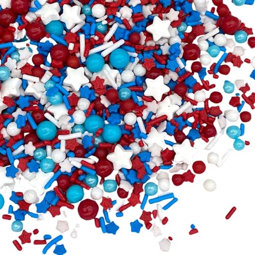 Sprinkles Edible Cake and Cupcake Sprinkles with Assorted Shapes and Sizes for Parties (Red/blue)