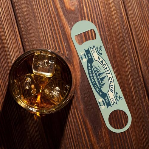 Yacht Club Sign Stainless Steel Bottle Opener Boat Ship Sailor Anchor Ocean Adventure Coast Sailboat Cruise Flat Beer Bottle Opener Keychain for Home Kitchen Bar Restaurant Party Birthday Gift (Yacht Club Sign)