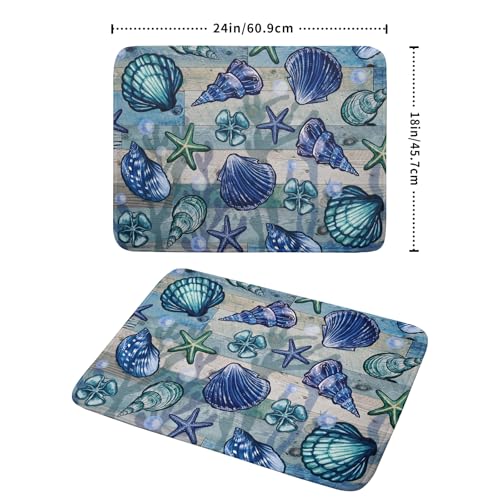 Starfish Seashell Dish Drying Mat 18x24 inch Coastal Beach Dish Drainer Rack Pad Absorbent Microfiber Fast Dry Kitchen Counter Accessories (Starfish Seashell / 18" x 24")