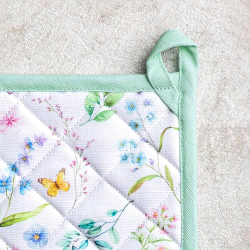 Pot Holders 100% Cotton Potholders (031 - Just Floral / 8" x 8" (Pot Holder Pack of 2))