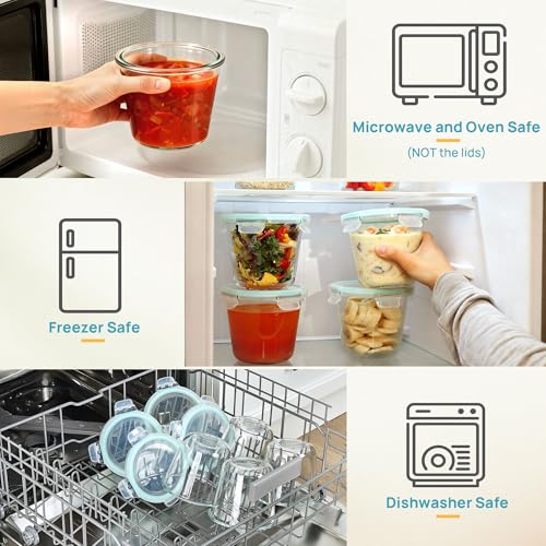 5 Pack 3 Cup Glass Soup Container Set with Airtight Lids (Green / 24oz-Round)