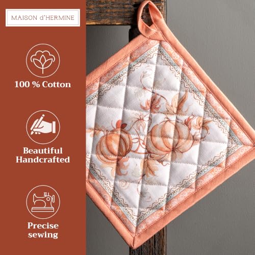 Pot Holders 100% Cotton Potholders (099 - Giving Thanks / 8" x 8" (Pot Holder Pack of 2))
