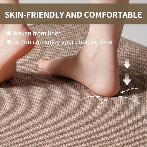 Long Kitchen Runner Rugs Kitchen Mat Non Slip Washable Brown 17"x71"