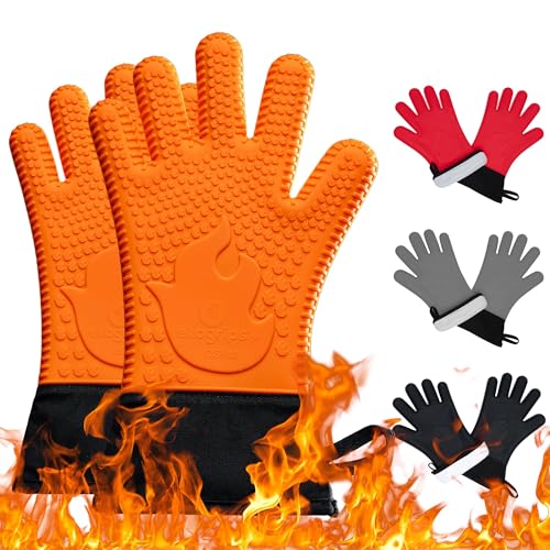 Ekogrips®+ Oven Gloves with Fingers (Orange / Small-Medium (S/M))