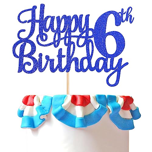 1 PCS Happy 6th Birthday Cake Topper (Blue / 6th)
