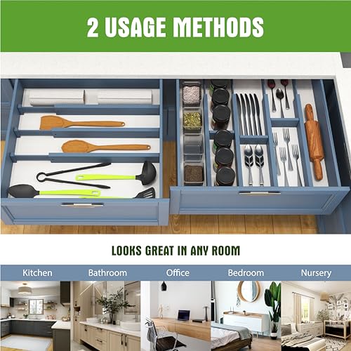 Expandable Bamboo Drawer Dividers (Blue)