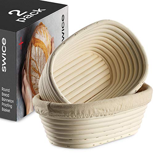 Bread Banneton Proofing Basket [Set of 2] Oval 10x6 Inch Sourdough Rising Baskets with Liner (2 Count)