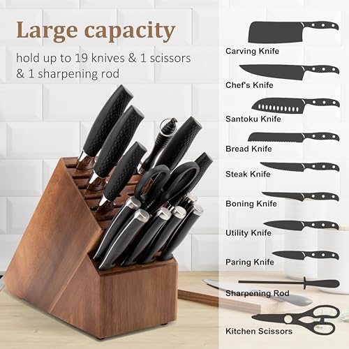 Knife Block for Kitchen Countertop (Brown-20 Slot)