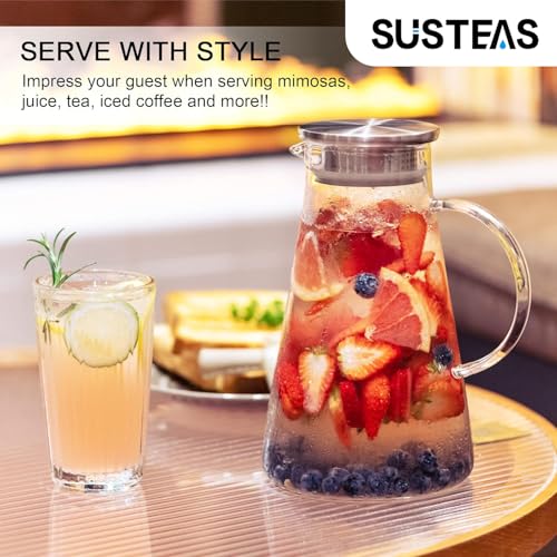 2L 68oz Glass Pitcher with Lid and Handle (68 Ounces / Clear)