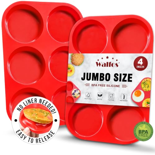 Silicone Muffin Top Pans for Baking 4inch Jumbo Size (Muffin Top Pan / 2 Pcs: 6 Cups, Jumbo)