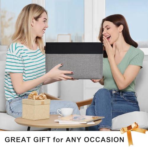 Storage Bins Large Fabric Storage Baskets for Shelves 3 Pack (Gray / Black / Large -15"x11"x9.5")
