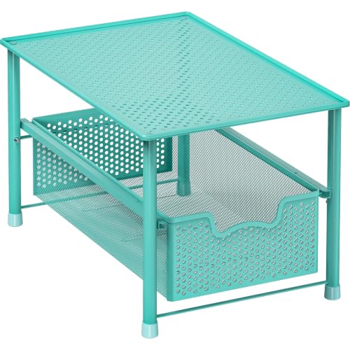 Stackable Under Sink Sliding Basket Drawer (Turquoise)