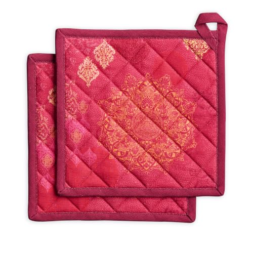 Pot Holders 100% Cotton Potholders (045 - Versailles / 8" x 8" (Pot Holder Pack of 2))