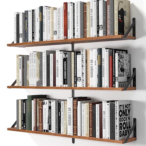 Floating Shelves for Wall (Rustic Brown / 35.43"W x 5.9"D x 5.4"H,Set of 3)