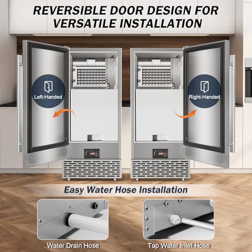 Under Counter Ice Maker Machine (120LBS/DAY-Foam Door)