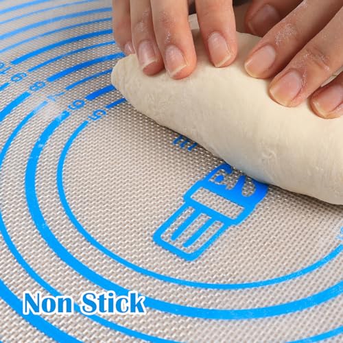 Nonstick Silicone Pastry Baking Mat Large Measurements 16x24'' for Dough (Blue / 24"L x 16"W)