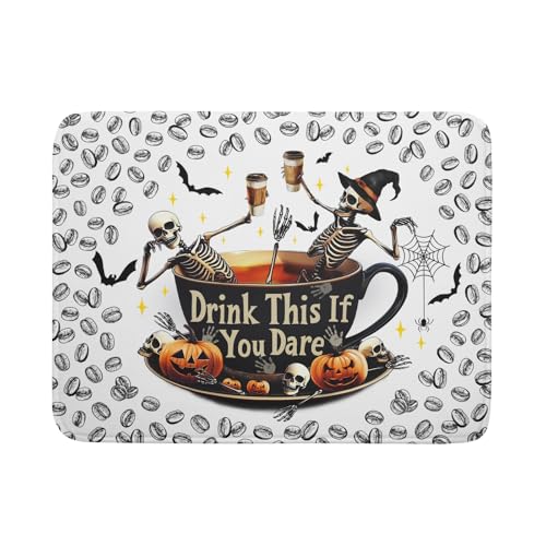 Skull Dead Coffee Dish Drying Pad 18 X 24 in for Halloween Decor (Dead Coffee White / 24" x 18")