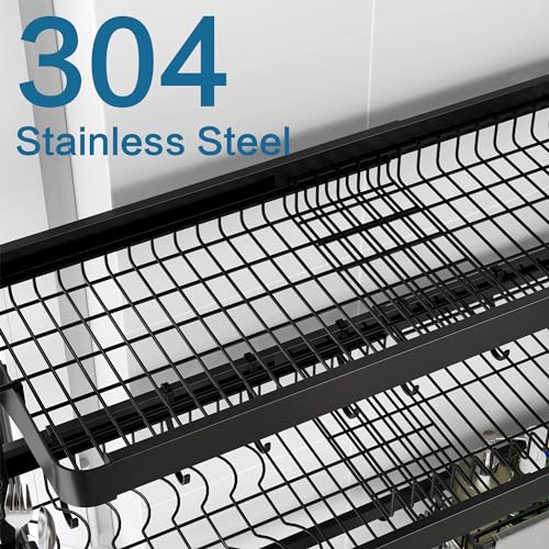 Over The Sink Dish Drying Rack (Black / 3 Tier Style B)