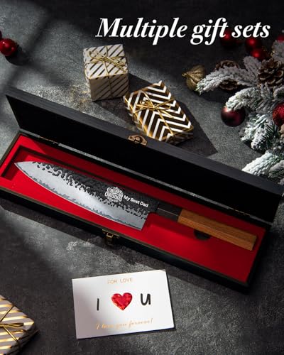 Custom 8'' Japanese Knife with Sandalwood Box Gifts for Men (8" Customize Japanese Knife)