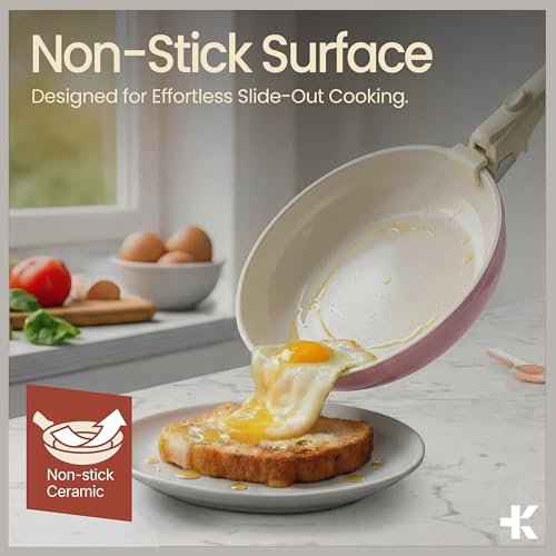 Bakken 17 Piece Ceramic Coated Aluminum Cookware Set (Pink)
