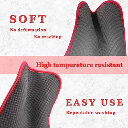 2Pcs Cotton and Neoprene Oven Pads Pot Holders with Pocket 8"x8.5" Dual (Red)