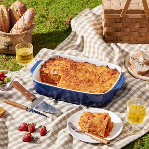 Large Ceramic Casserole Dish with Lid (Blue)