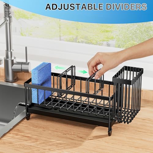 Sponge Holder for Kitchen Sink (Black - 9.25″)