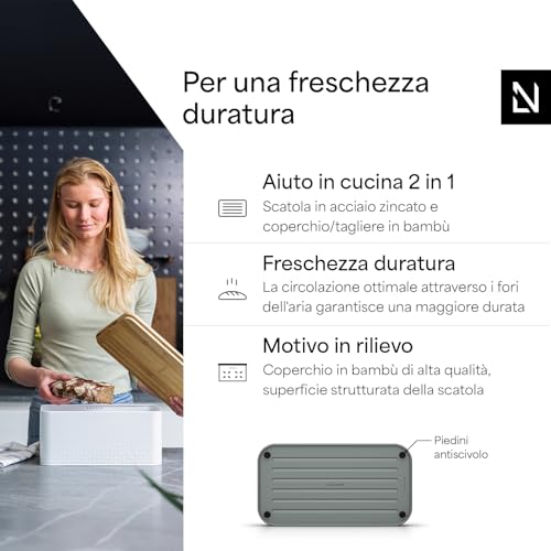 Bread Box for Kitchen Countertop (Ash Gray)
