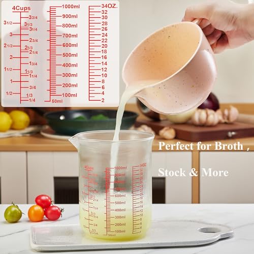 Ackers High Borosilicate Glass Measuring Cup Set with Pour Spout (2oz/4oz/8oz/16oz/32oz Measuring Cup Set)